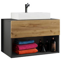 WASCHTISCHKOMBI 80 cm  - Honigeiche/Anthrazit, MODERN, Keramik/Holzwerkstoff (80cm) - MID.YOU