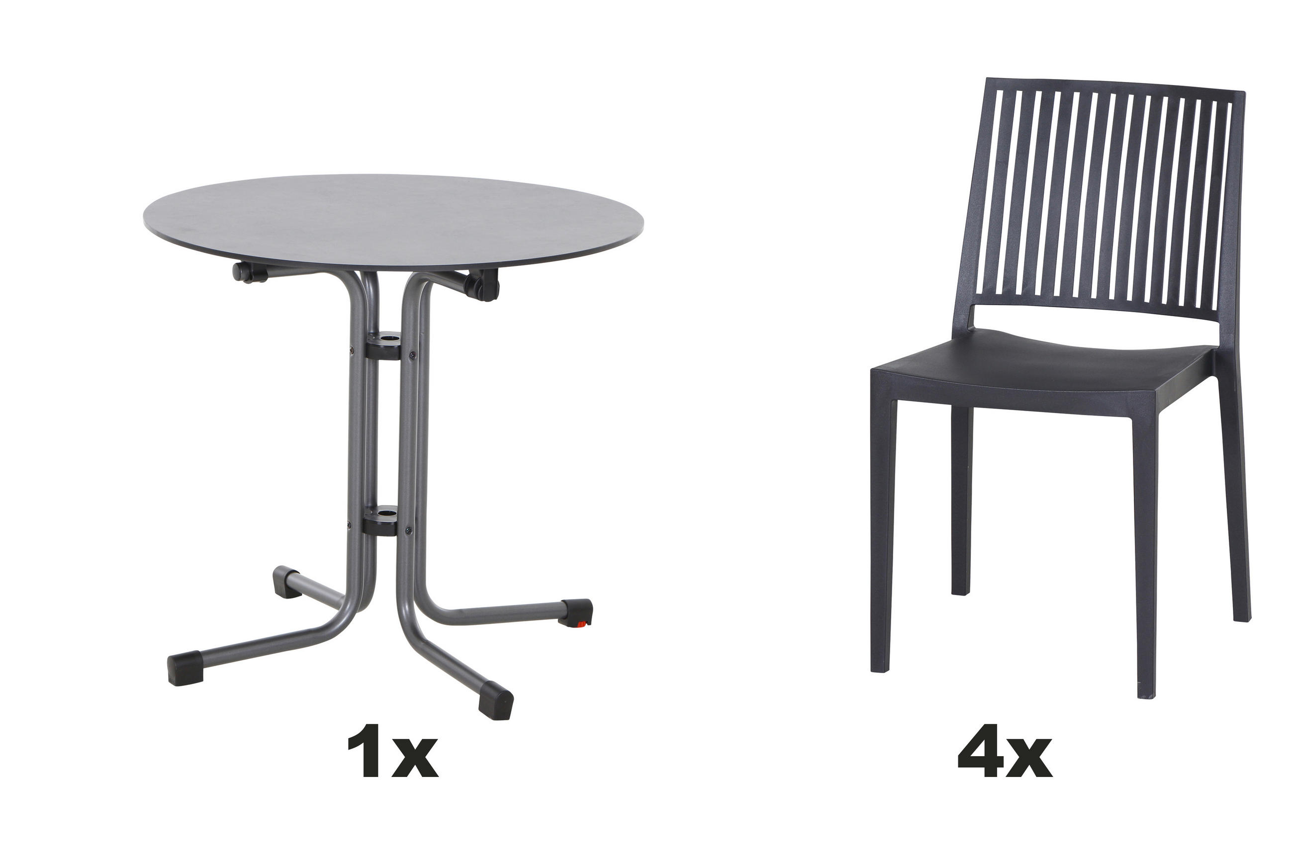 GARTENGARNITUR 5-teilig Stahl  - Anthrazit, Basics, Kunststoff/Metall (57/80/56cm) - Siena Garden