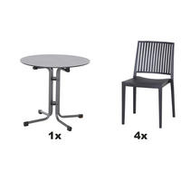 GARTENGARNITUR 5-teilig  - Anthrazit, Basics, Holzwerkstoff/Kunststoff (57/80/56cm) - Siena Garden
