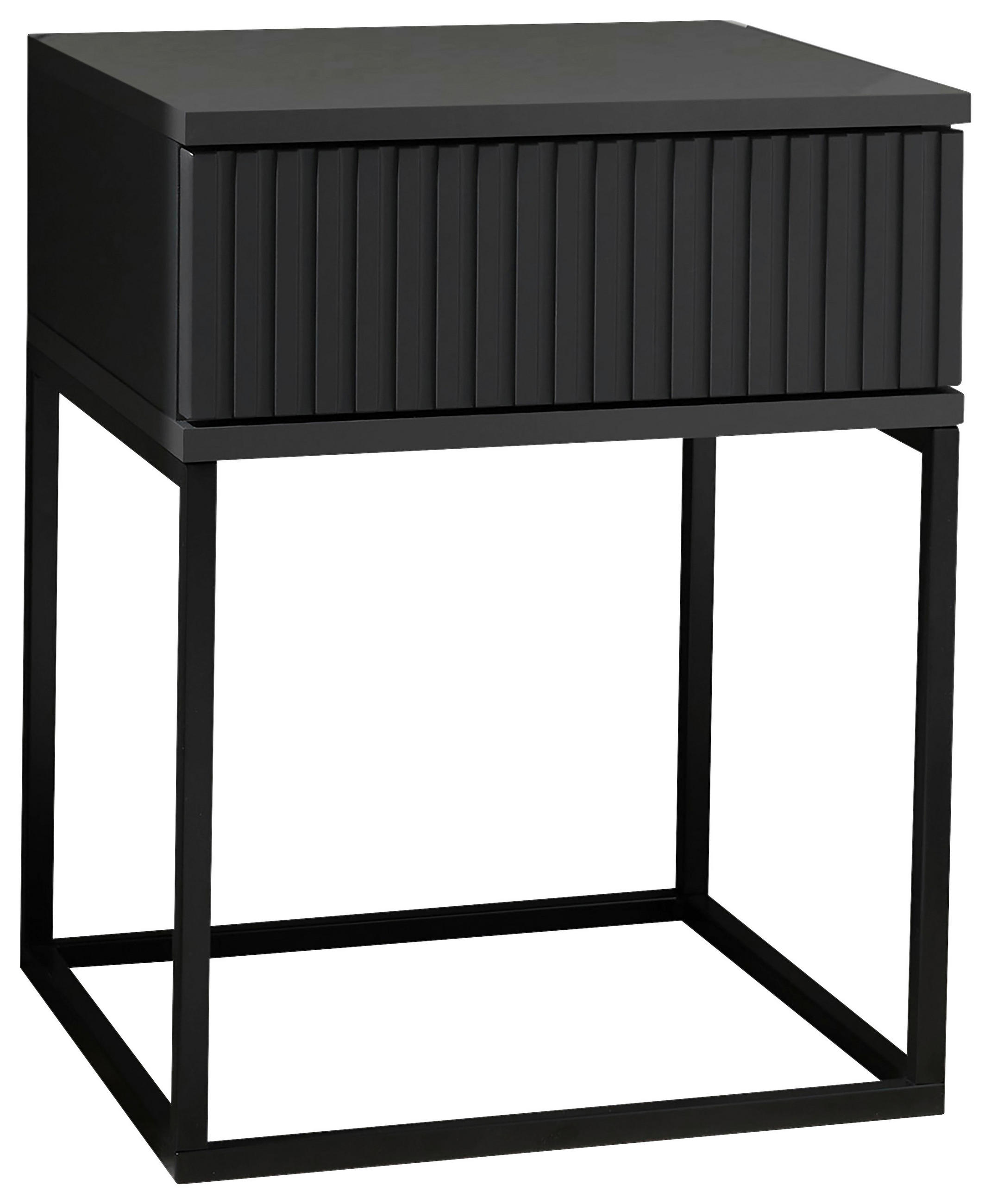 Nachtkästchen Graphitfarben/ Schwarz H: 52 Cm Marle