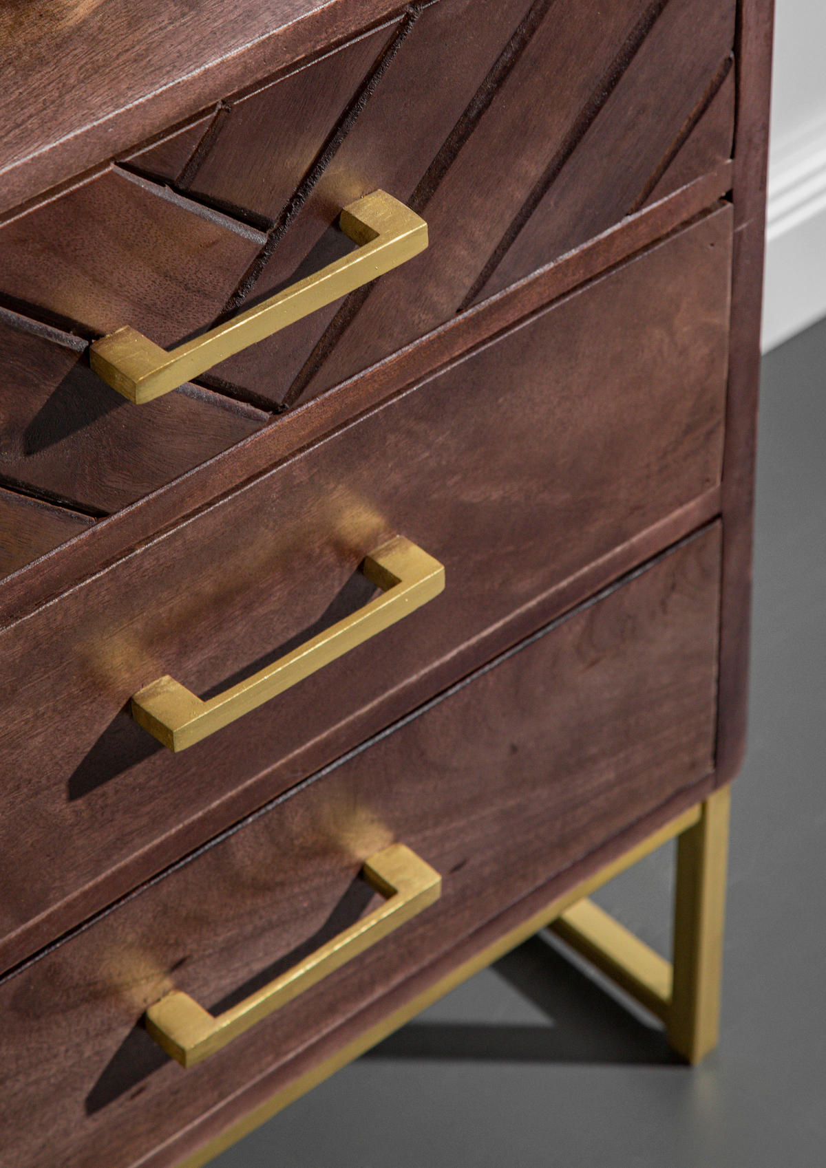 KOMMODE  in 45/60/33 cm  - Goldfarben/Braun, Trend, Holz/Metall (45/60/33cm) - Landscape