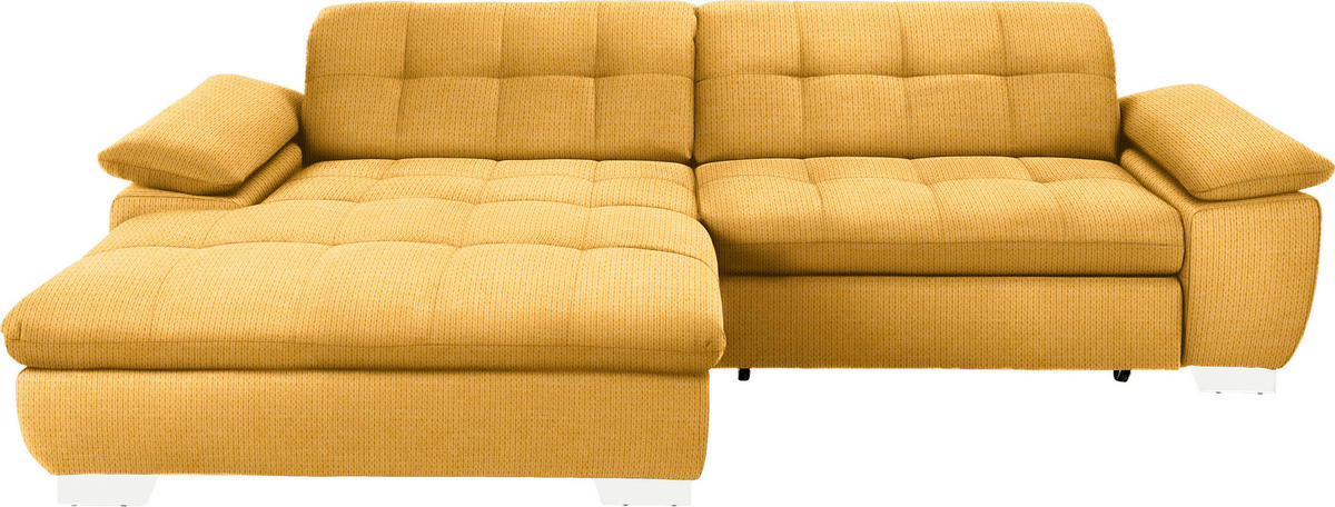 ECKSOFA in Mikrofaser Dunkelgelb  - Chromfarben/Dunkelgelb, Design, Textil/Metall (180/265cm) - Carryhome