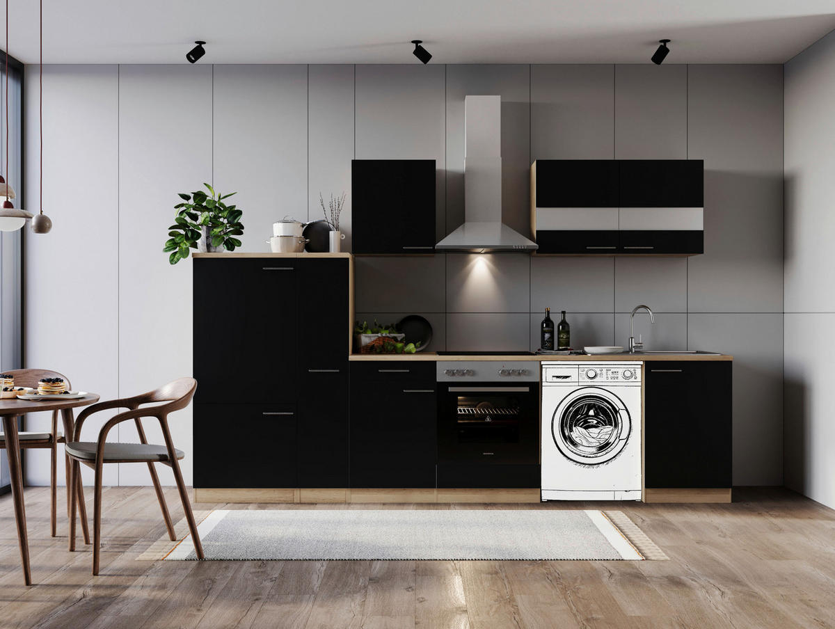 MODULKÖK 310 cm   i svart  - stålfärgad/svart, Basics, metall/trämaterial (310cm) - Respekta