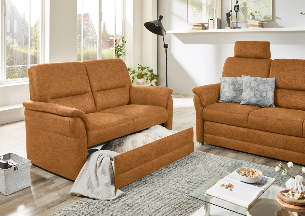 SITZGARNITUR in Mikrofaser Hellbraun  - Hellbraun/Alufarben, Konventionell, Textil/Metall (192/96/89cm) - Beldomo Comfort