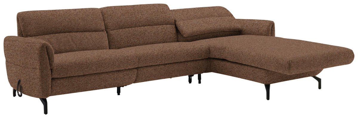 ECKSOFA in Chenille Kupferfarben  299/187 cm  - Schwarz/Kupferfarben, Design, Textil/Metall (299/187cm) - Schöner Wohnen