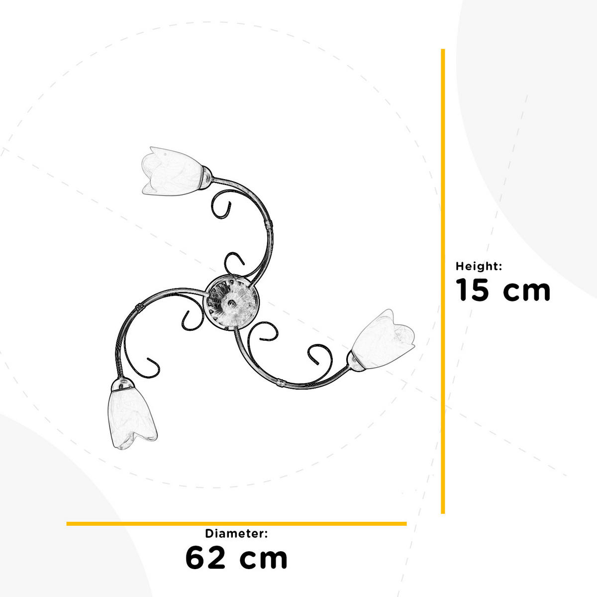 DECKENLEUCHTE 4623 ODINO 60/15 cm   - Bronzefarben, KONVENTIONELL, Glas/Metall (60/15cm)