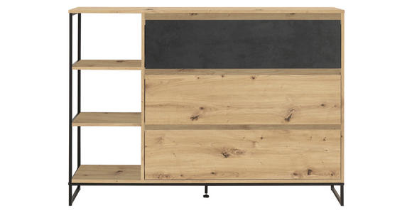 KOMMODE Anthrazit, Eichefarben - Eichefarben/Anthrazit, Trend, Holzwerkstoff/Metall (140/100/38cm) - Xora