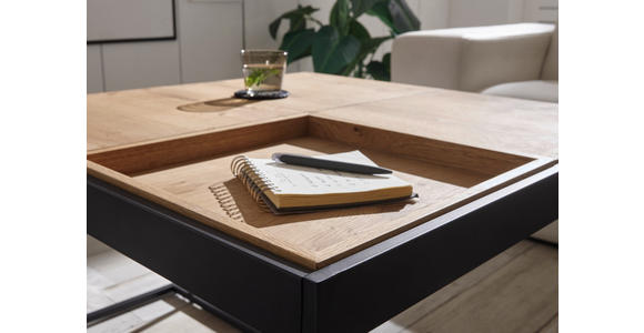 COUCHTISCH in Holz, Metall, Holzwerkstoff 83/83/45 cm  - Eichefarben/Schwarz, Design, Holz/Holzwerkstoff (83/83/45cm) - Novel