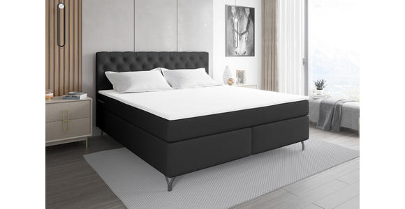 BOXSPRINGBETT 180/200 cm  in Anthrazit  - Anthrazit/Schwarz, KONVENTIONELL, Textil/Metall (180/200cm) - Carryhome