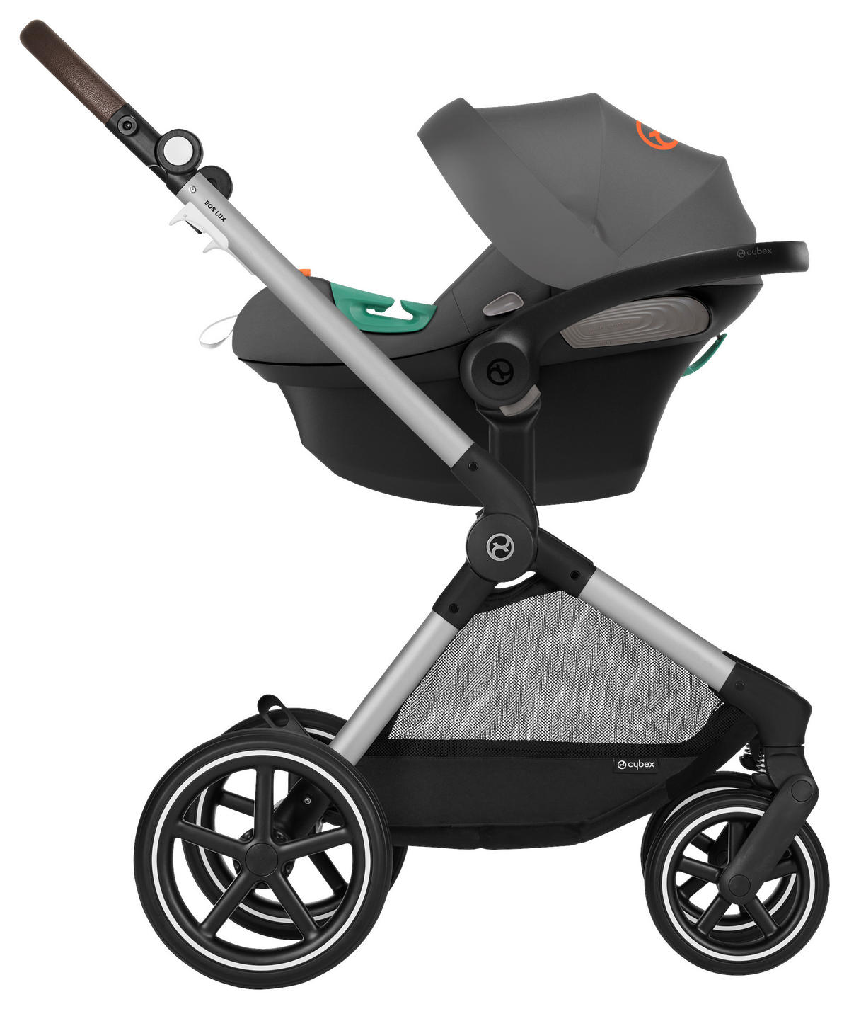 SET DJEČJIH KOLICA  EOS Lux inkl.  Aton B2  - siva/srebrne boje, Basics, tekstil/metal (92/53/50,8cm) - Cybex