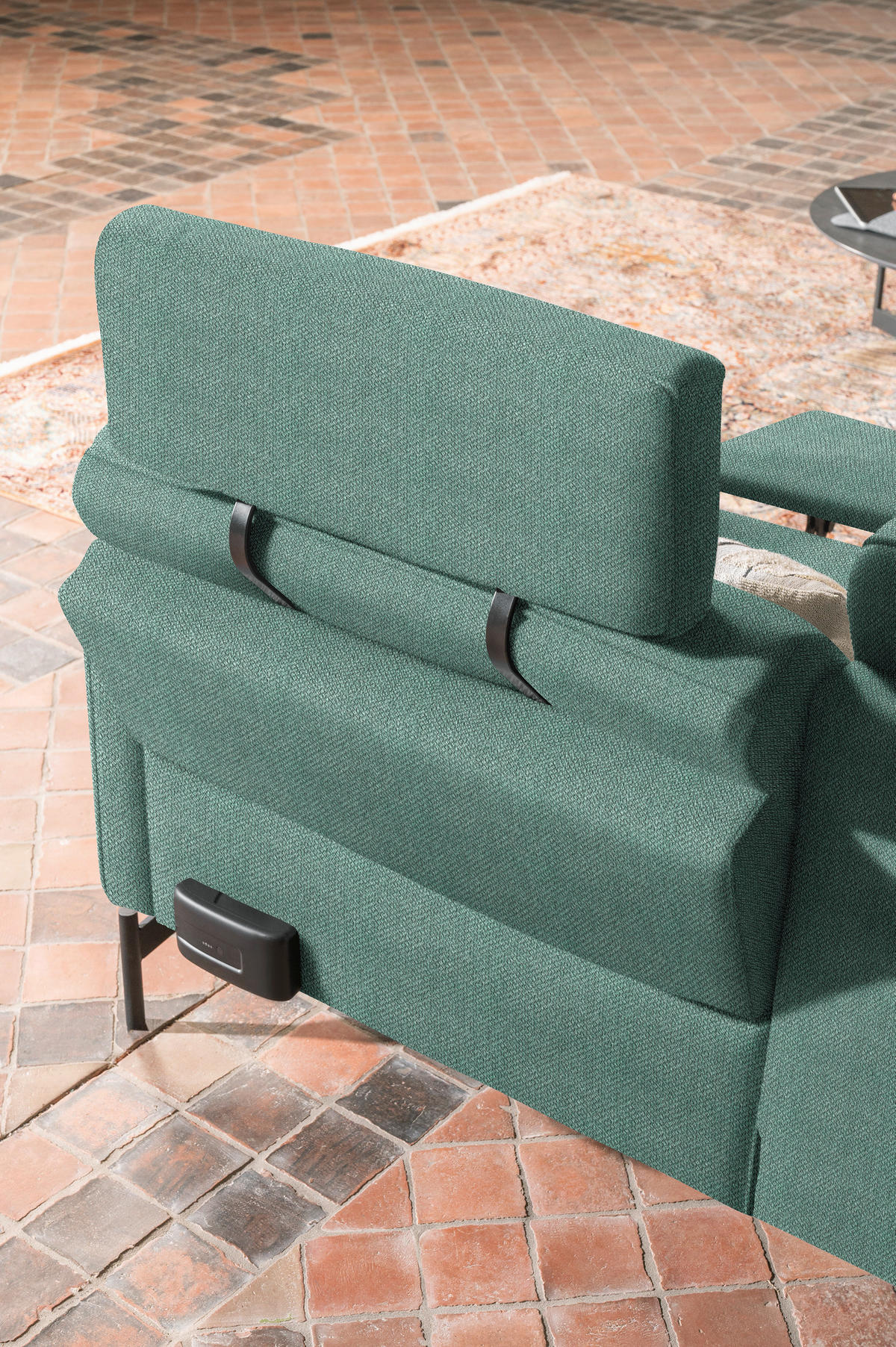 ECKSOFA in Flachgewebe Türkis  - Türkis/Anthrazit, Design, Textil/Metall (230/254cm) - Johann Jakob
