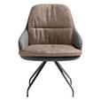 ARMLEHNSTUHL  Beinauswahl, Sitzfläche 360° drehbar, Stoff-/Lederauswahl Velours  Grau, Hellbraun  - Hellbraun/Schwarz, Design, Textil/Metall (60/86/66cm) - Dieter Knoll