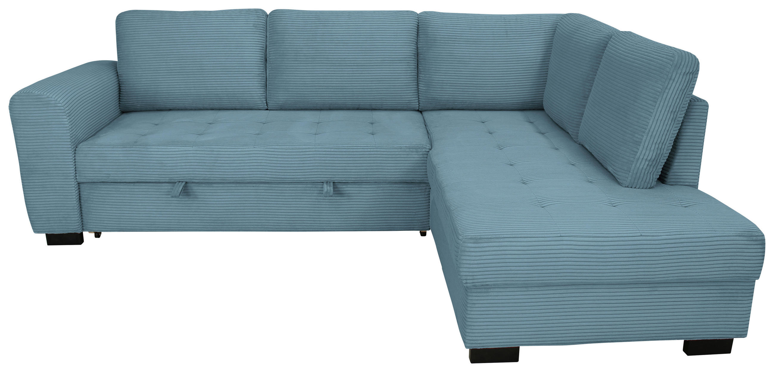 ECKSOFA JOHN Hellblau Cord Rückenkissen, Bettkasten, Liegefläche im Originalstoff  - Schwarz/Hellblau, Trend, Kunststoff/Textil (239/178cm) - P & B