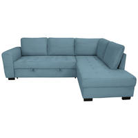 ECKSOFA JOHN Hellblau Cord Rückenkissen, Bettkasten, Liegefläche im Originalstoff  - Schwarz/Hellblau, Trend, Kunststoff/Textil (239/178cm) - P & B