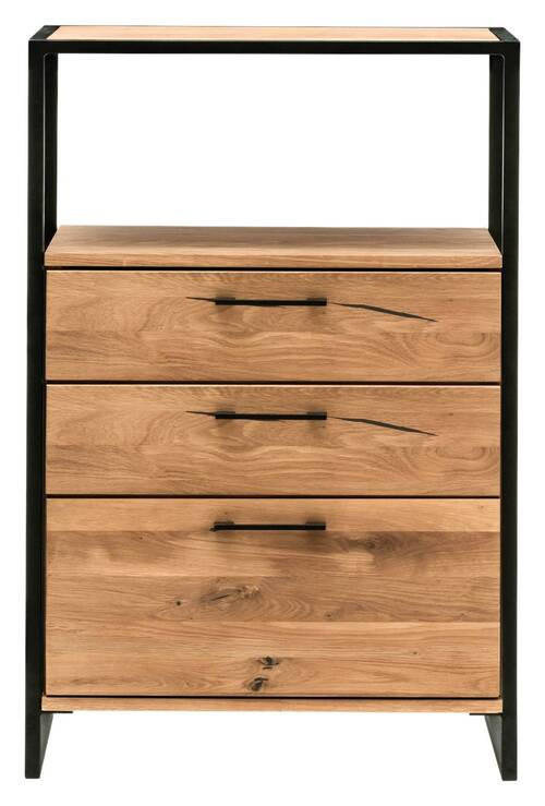 KOMMODE 80/108/39 cm Wildeiche massiv, Hartholz  - Eichefarben/Schwarz, Design, Holz/Metall (80/108/39cm)