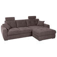 ECKSOFA in Mikrofaser Braun 276/193 cm - Chromfarben/Braun, MODERN, Kunststoff/Textil (276/193cm) - Hom`in
