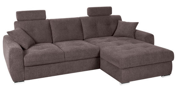 ECKSOFA in Mikrofaser Braun 276/193 cm - Chromfarben/Braun, MODERN, Kunststoff/Textil (276/193cm) - Hom`in