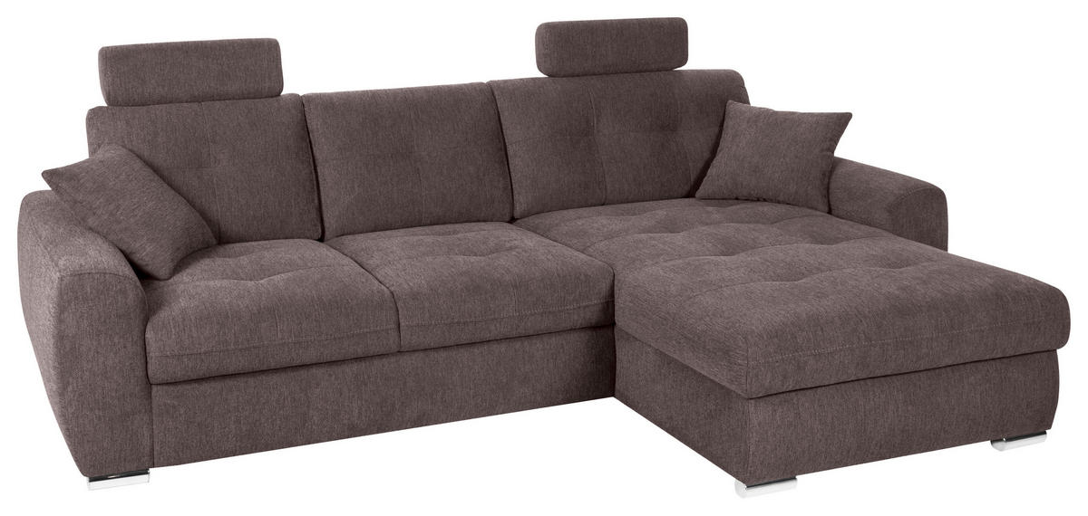 ECKSOFA in Mikrofaser Braun  276/193 cm  - Chromfarben/Braun, MODERN, Kunststoff/Textil (276/193cm) - Hom`in