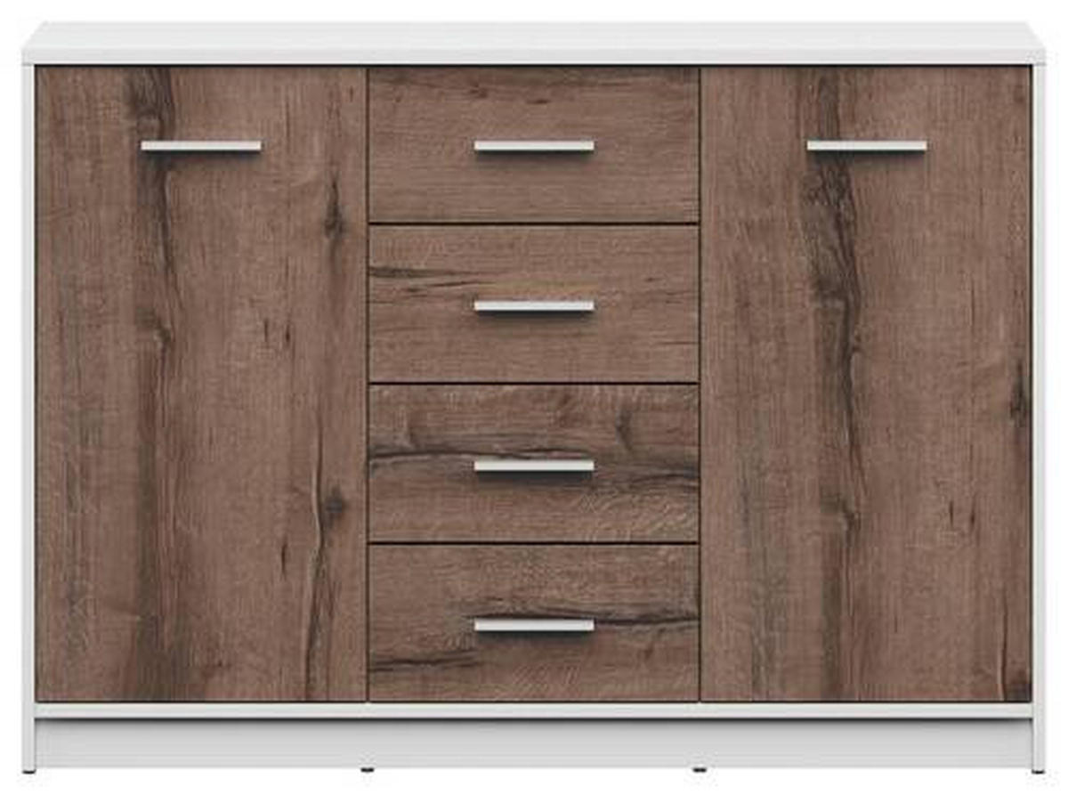 KOMMODE  in 118,5/84/34 cm  - Eichefarben/Silberfarben, Design, Holzwerkstoff/Kunststoff (118,5/84/34cm)