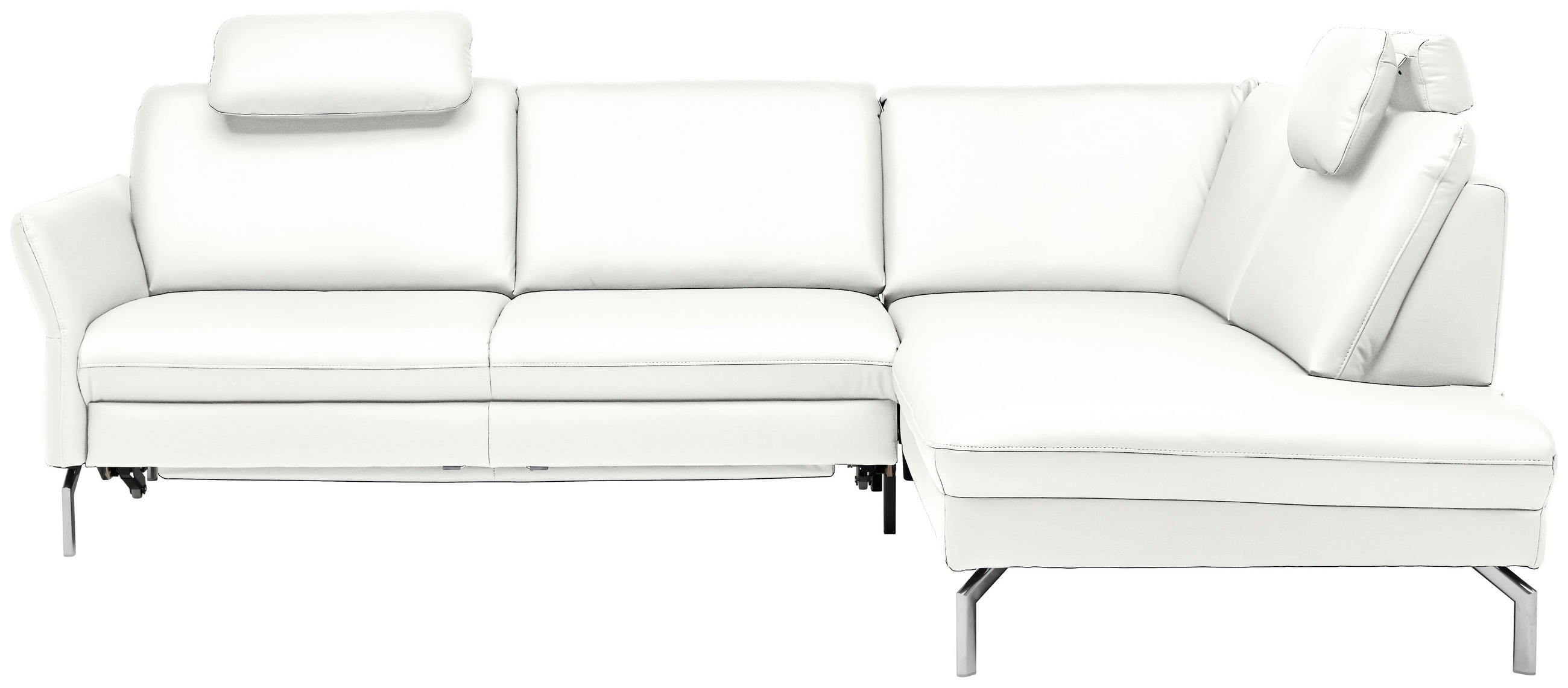 ECKSOFA in Echtleder Weiss  - Weiss/Alufarben, Konventionell, Leder/Metall (284/220cm) - Beldomo Premium