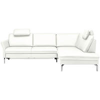 ECKSOFA in Echtleder Weiss  - Weiss/Alufarben, Konventionell, Leder/Metall (284/220cm) - Beldomo Premium
