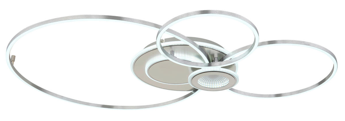 LED-DECKENLEUCHTE Beltran 103,5/65/8,5 cm  - Silberfarben/Opal, Design, Kunststoff/Metall (103,5/65/8,5cm) - Globo