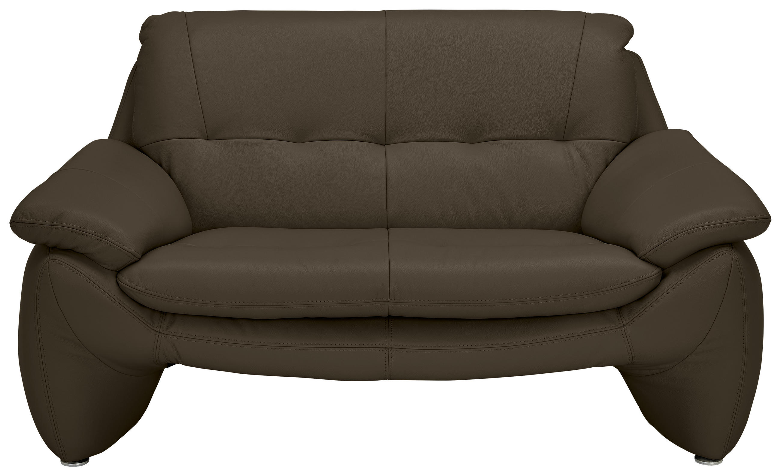 2-SITZER-SOFA Braun Echtleder  - Silberfarben/Braun, KONVENTIONELL, Leder/Metall (154/86/91cm) - Celina Home