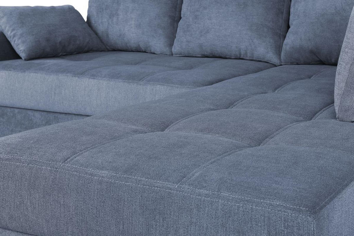 ECKSOFA Blaugrau Webstoff  - Chromfarben/Anthrazit, Design, Kunststoff/Textil (260/218cm) - P & B