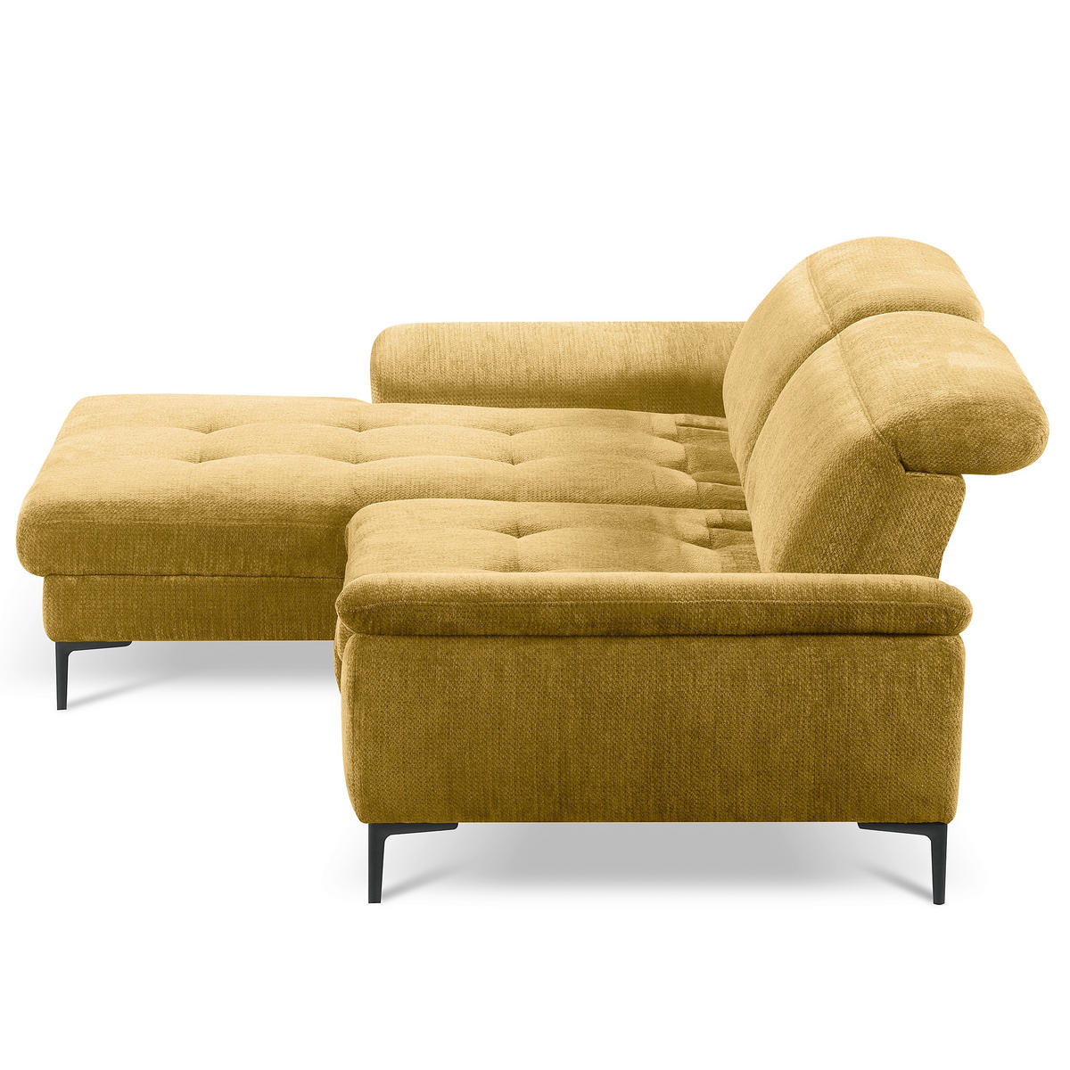 ECKSOFA  Webstoff Senfgelb  - Senfgelb/Schwarz, Design, Textil/Metall (195/268cm) - Livetastic