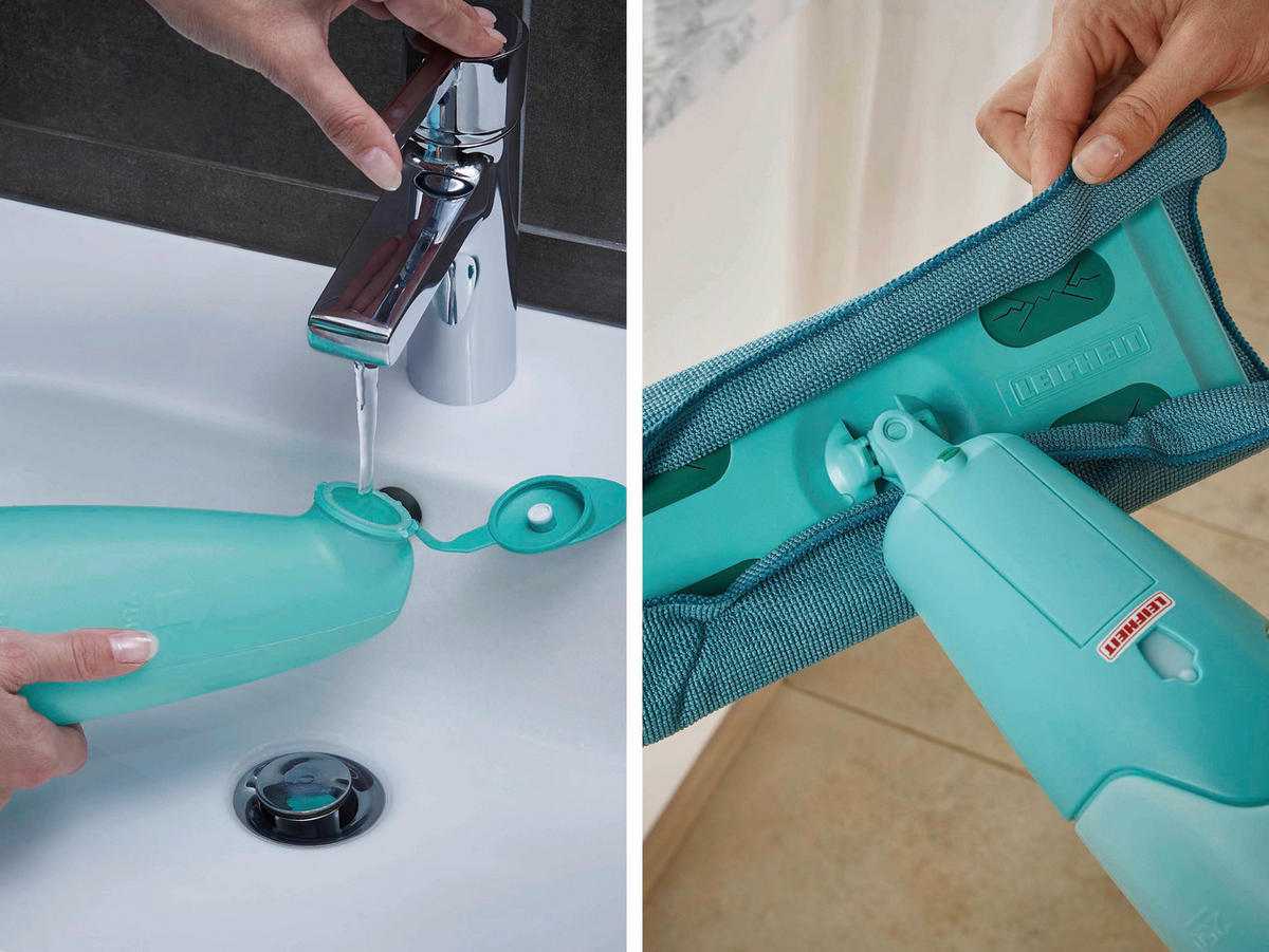 Sprühwischer Pico Spray S  - Türkis/Weiß, Basics, Kunststoff/Textil (27/10,5/120cm) - Leifheit