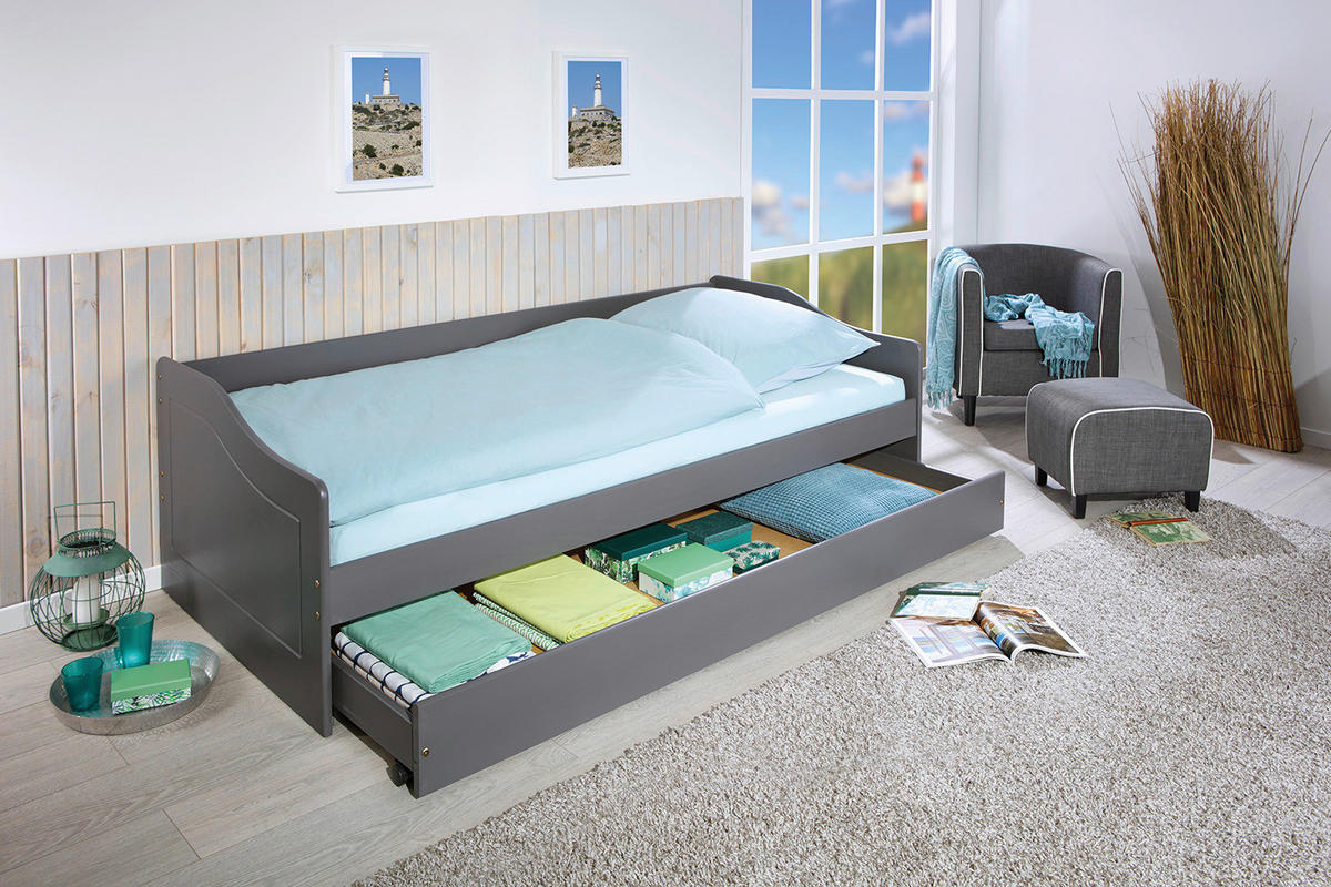 AUSZIEHBETT 90/200 cm Grau  - Grau, Modern, Holz (90/200cm) - MID.YOU