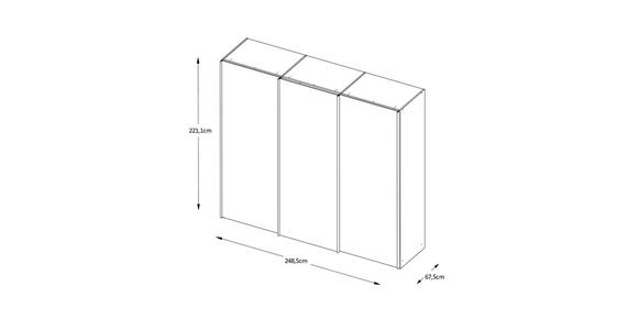 SCHWEBETÜRENSCHRANK 249/222/68 cm 3-türig Anthrazit  - Anthrazit/Hellgrau, Design, Glas/Holzwerkstoff (249/222/68cm) - Moderano