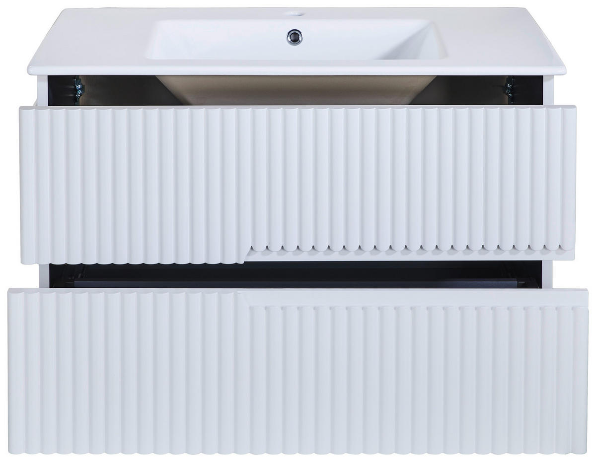 BADEZIMMER 3-teilig  in  - Weiß Hochglanz/Weiß, MODERN, Keramik/Holzwerkstoff (91/126/51cm) - MID.YOU