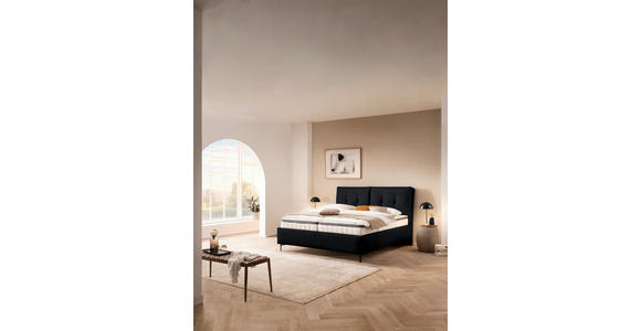 POLSTERBETT Matratze, Lattenrost, Topper Schwarz 180/200 cm - Schwarz, KONVENTIONELL, Leder/Holz (180/200cm) - Novel