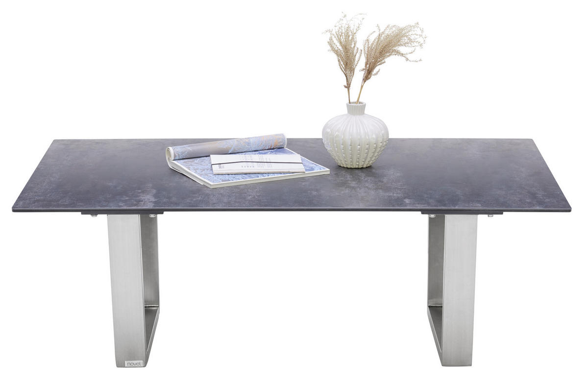 COUCHTISCH in Metall, Glas, Keramik 120/70/42 cm  - Edelstahlfarben/Dunkelgrau, Design, Glas/Keramik (120/70/42cm) - Novel