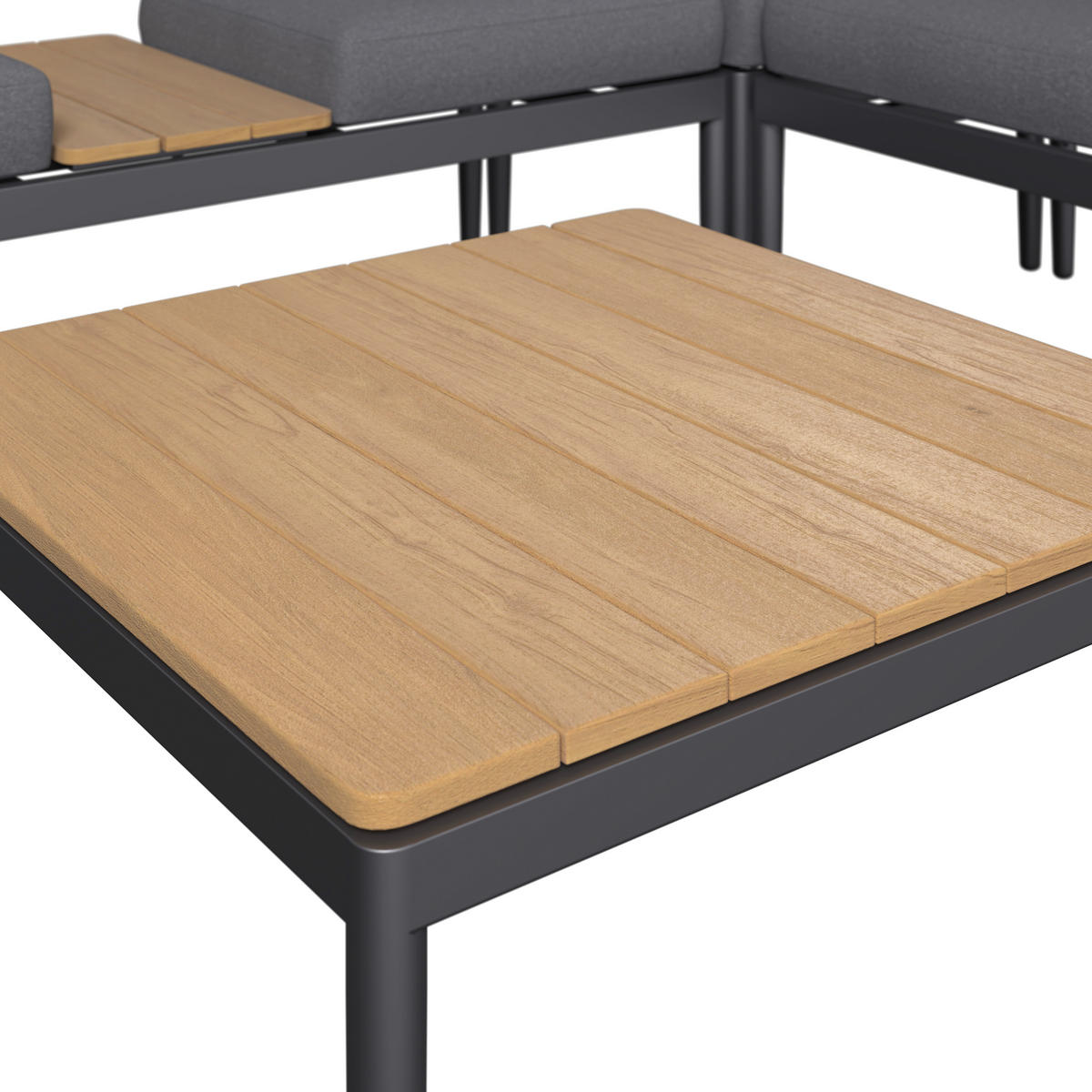 LOUNGEGARNITUR 4-teilig   Eisen  - Dunkelgrau/Naturfarben, MODERN, Kunststoff/Textil - Ambia Garden