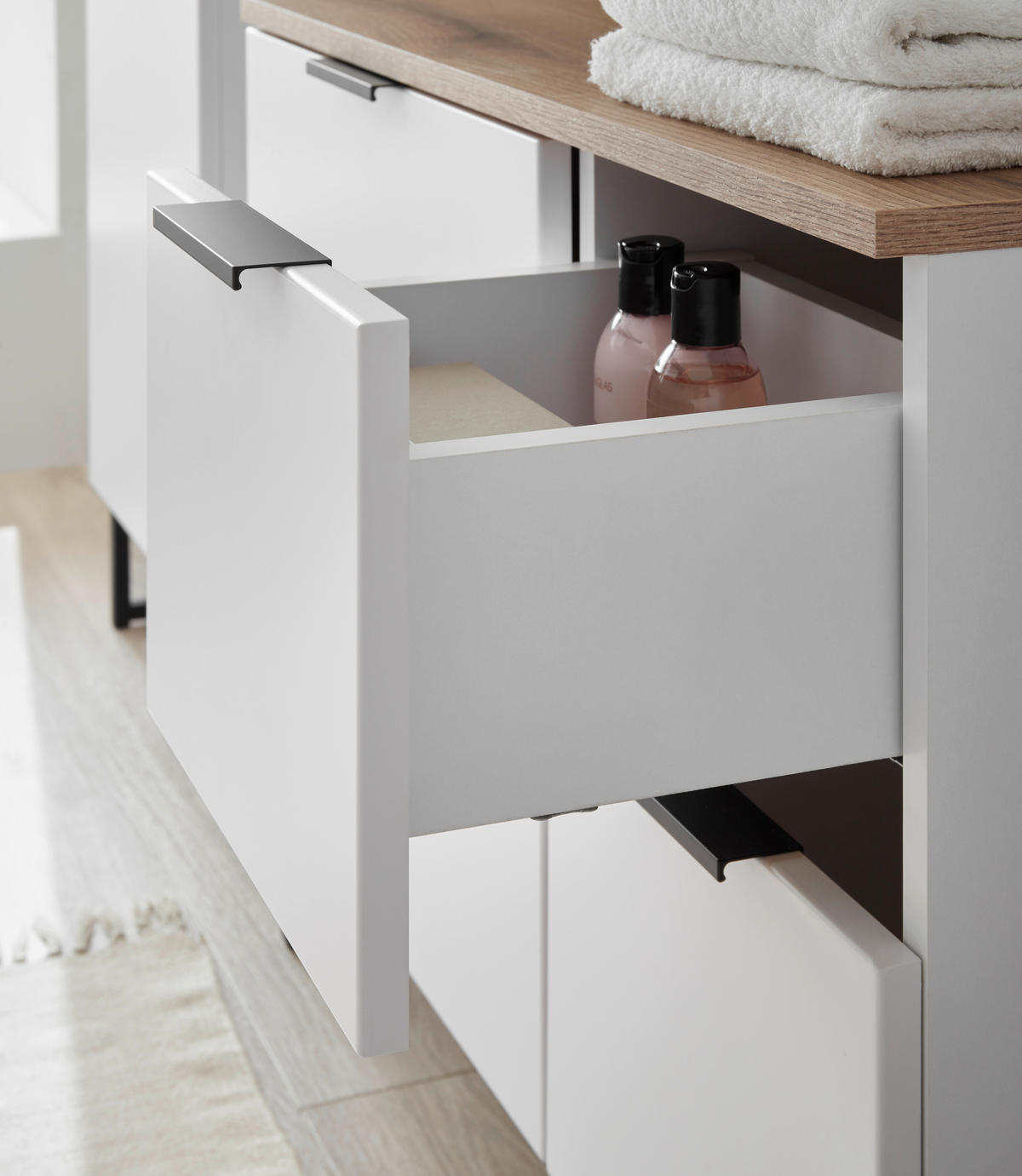 WASCHBECKENUNTERSCHRANK 80/60/35 cm  - Eichefarben/Schwarz, KONVENTIONELL, Holzwerkstoff/Metall (80/60/35cm) - home24