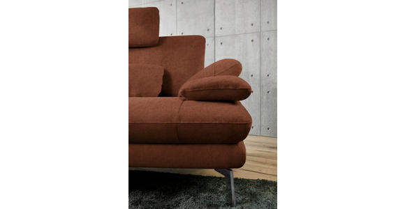 ECKSOFA in Velours Kupferfarben 184/284 cm - Schwarz/Kupferfarben, Design, Textil/Metall (184/284cm) - Dieter Knoll