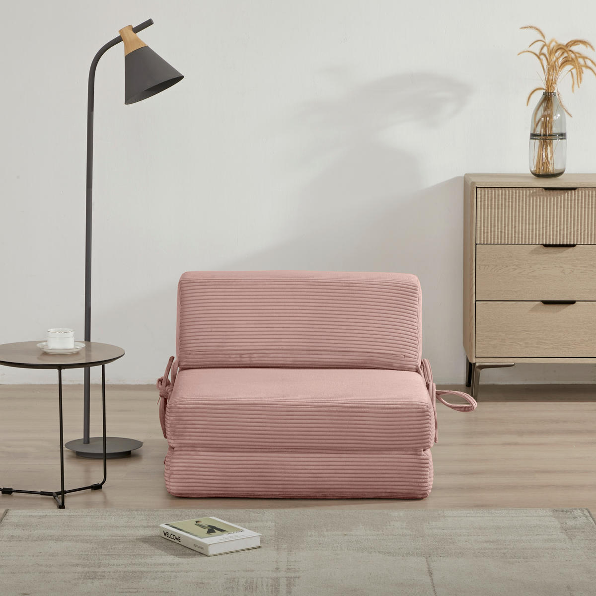 SCHLAFSESSEL  in Cord Altrosa  - Altrosa, Design, Textil/Metall (65/57/81cm) - Livetastic