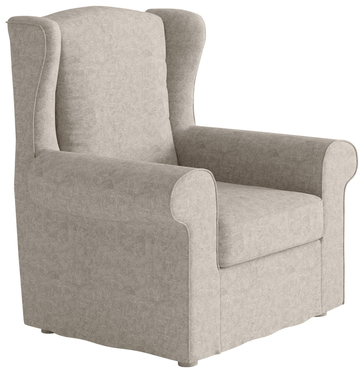 OHRENSESSEL in Flachgewebe Creme  - Edelstahlfarben/Creme, Design, Textil/Metall (88/105/90cm) - Livetastic