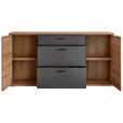 SIDEBOARD Schwarz, Eichefarben, Dunkelgrau  180/91,2/44 cm  - Eichefarben/Dunkelgrau, KONVENTIONELL, Holzwerkstoff/Kunststoff (180/91,2/44cm) - Xora