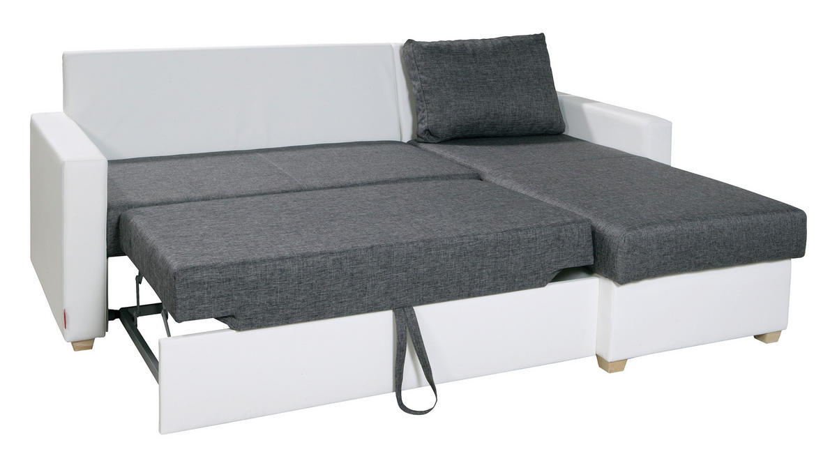 SJEDEĆA GARNITURA drvo, tekstil, drvni materijal  siva, bijela   - bijela/siva, Design, drvni materijal/drvo (230/155cm) - Xora