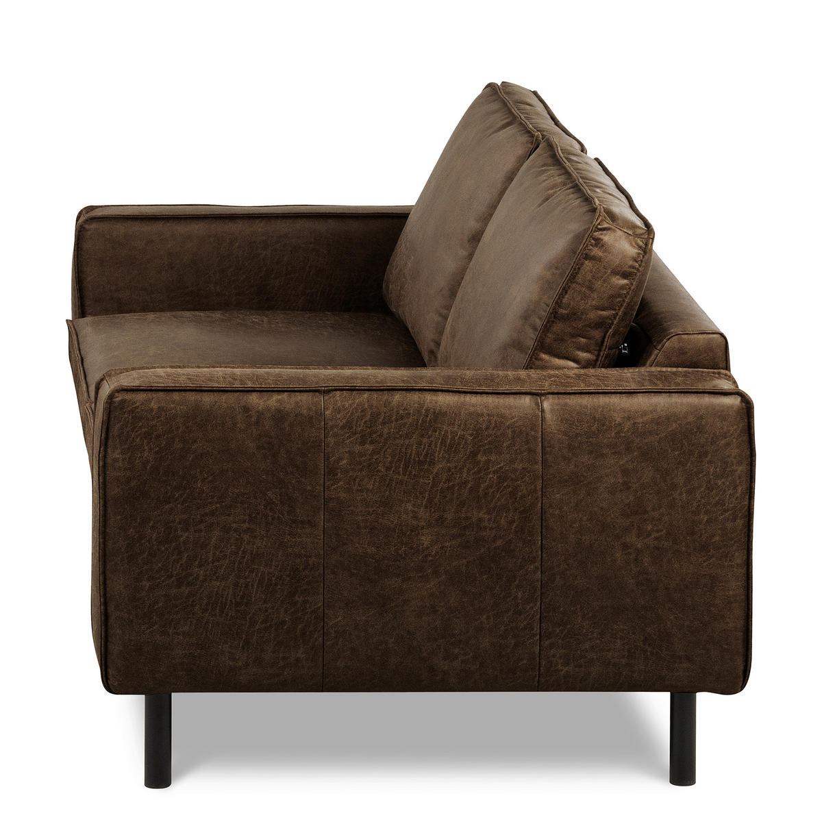 3-SITZER-SOFA Echtleder Lederlook Dunkelbraun  - Dunkelbraun/Schwarz, Design, Leder/Textil (188/85/92cm) - Livetastic