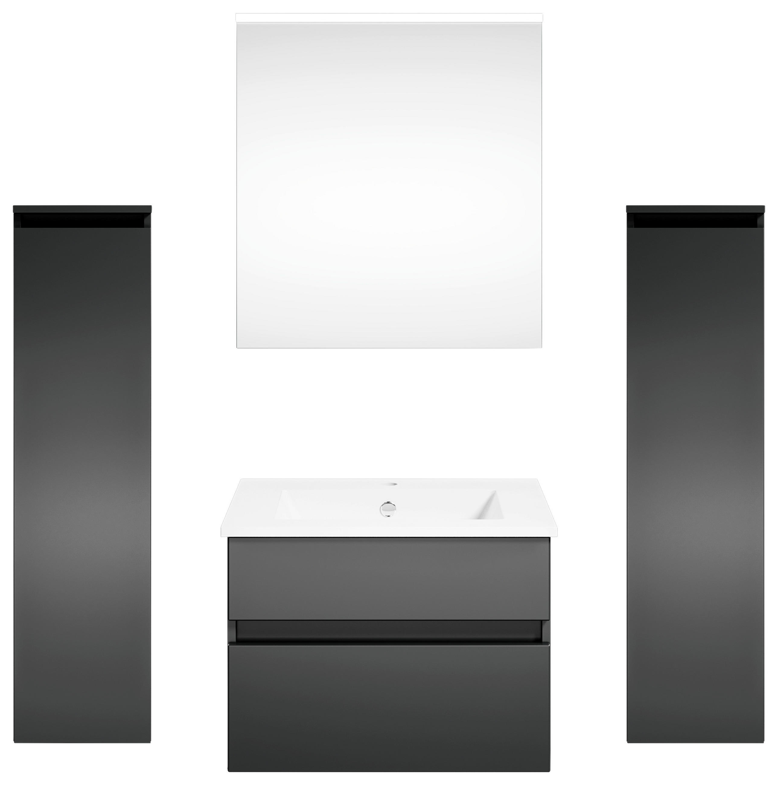 BADEZIMMER in 122,4 cm - Dunkelgrau/Anthrazit, KONVENTIONELL, Holzwerkstoff (122,4cm) - Puris