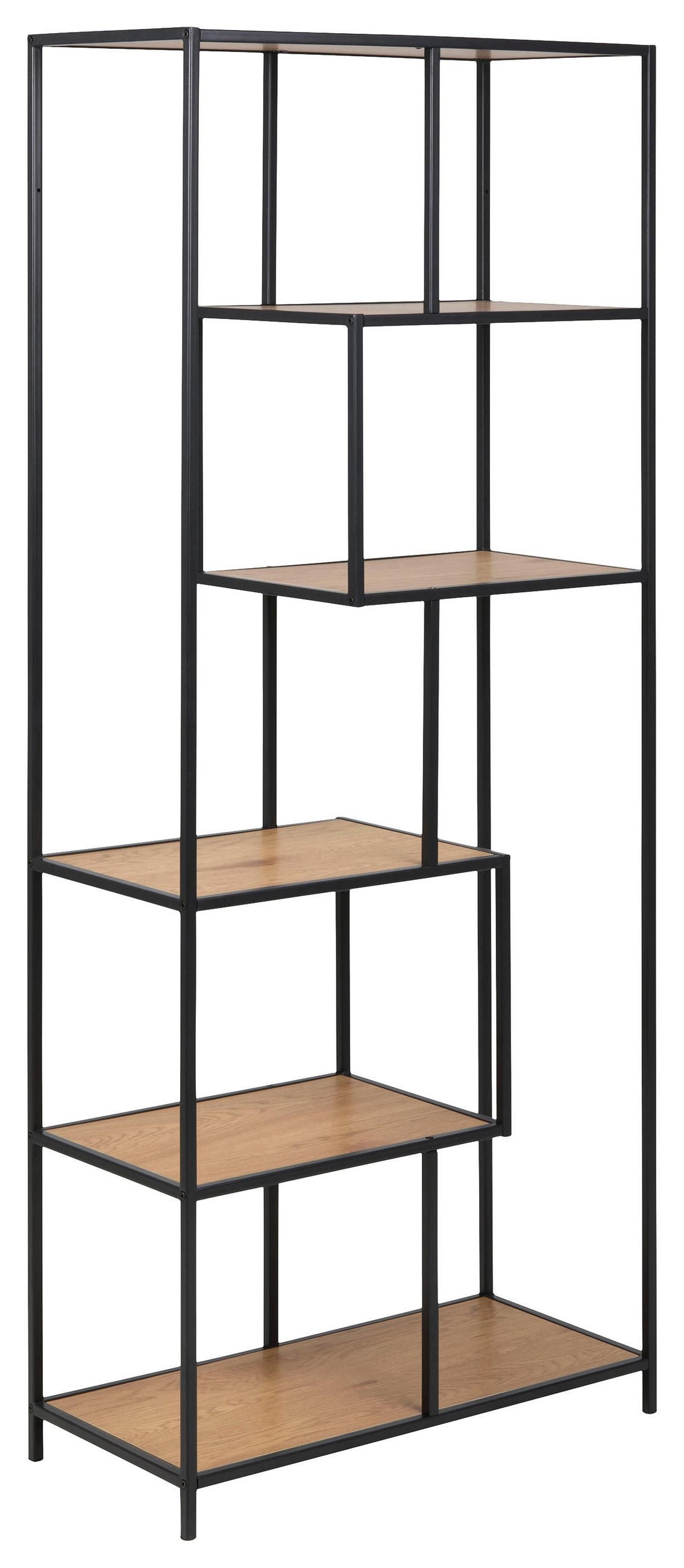 Regal 77/185/35 cm Schwarz, Eichefarben
