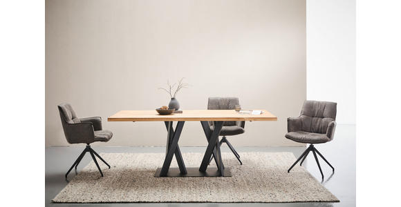 ESSTISCH in Holz 200/100/75 cm  - Schwarz, Design, Holz/Metall (200/100/75cm) - Linea Natura