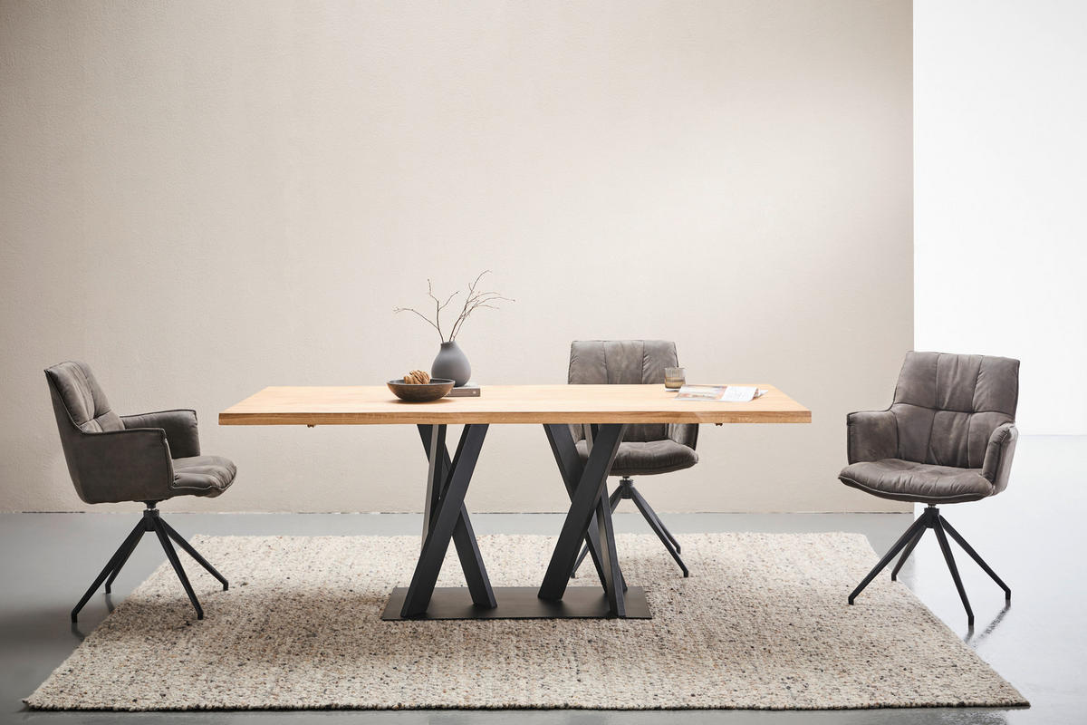 ESSTISCH in Holz 200/100/75 cm  - Schwarz, Design, Holz/Metall (200/100/75cm) - Linea Natura