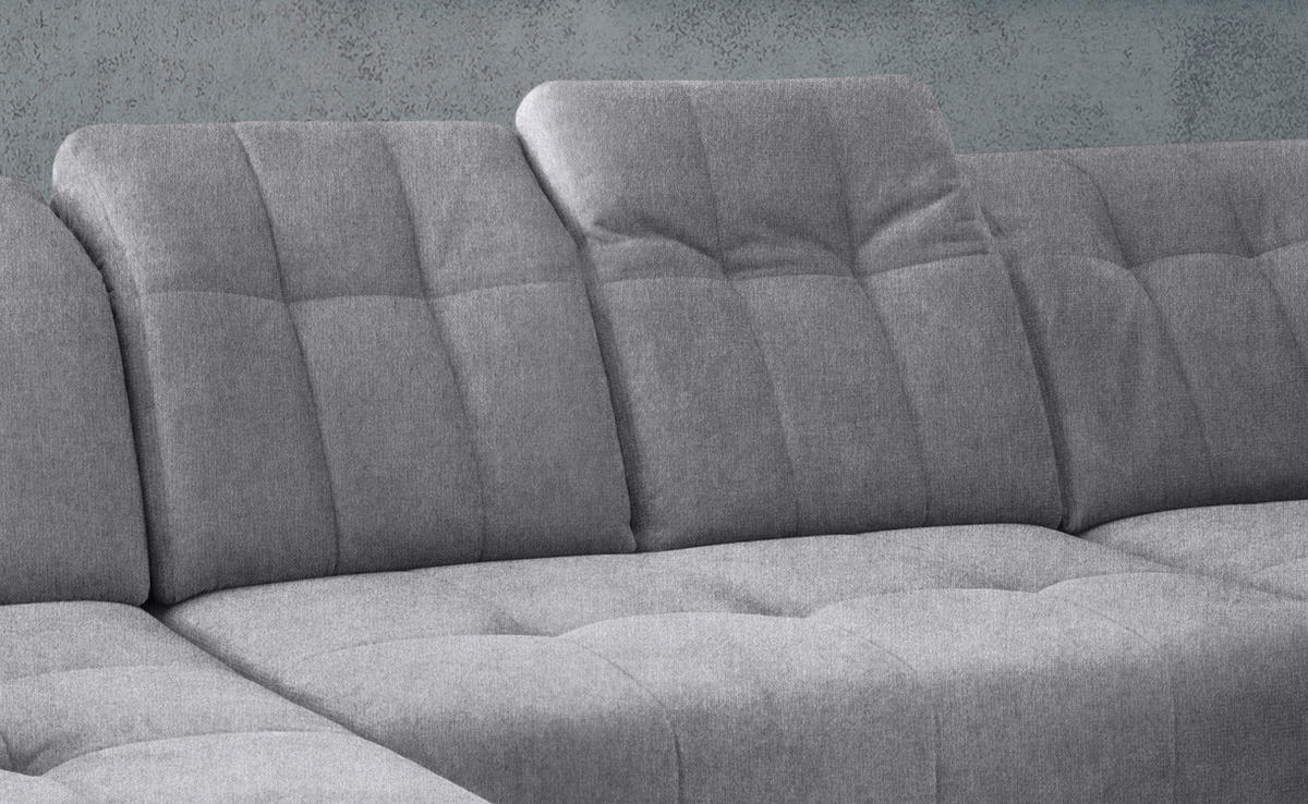 WOHNLANDSCHAFT Hellgrau Mikrofaser  - Hellgrau/Schwarz, MODERN, Textil/Metall (180/337/200cm) - Livetastic