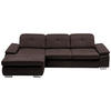 ECKSOFA in Echtleder Braun  - Alufarben/Braun, Design, Leder/Metall (195/309cm) - Beldomo Premium