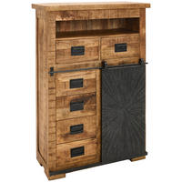 HIGHBOARD  in 90/130/40 cm  - Schwarz/Naturfarben, Design, Holz/Metall (90/130/40cm) - Ambia Home